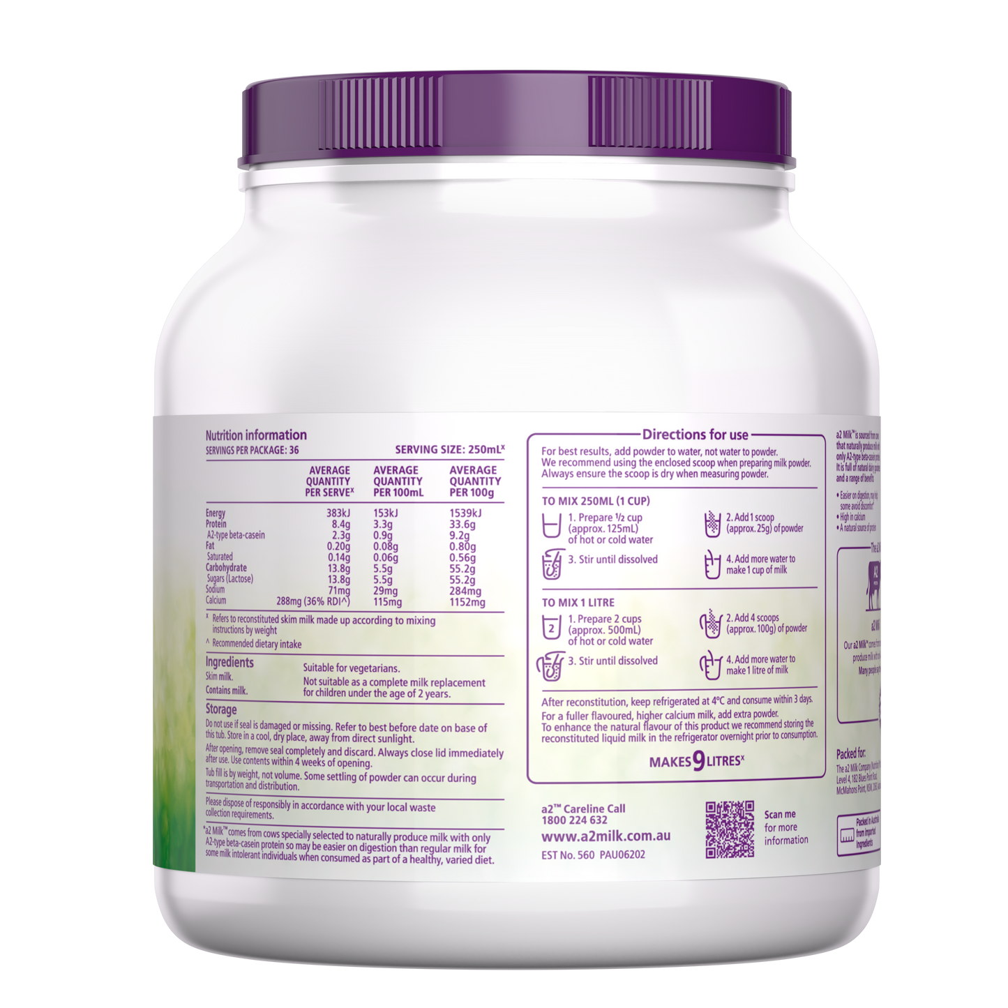 Skim a2 Milk® Premium instant milk powder 900g