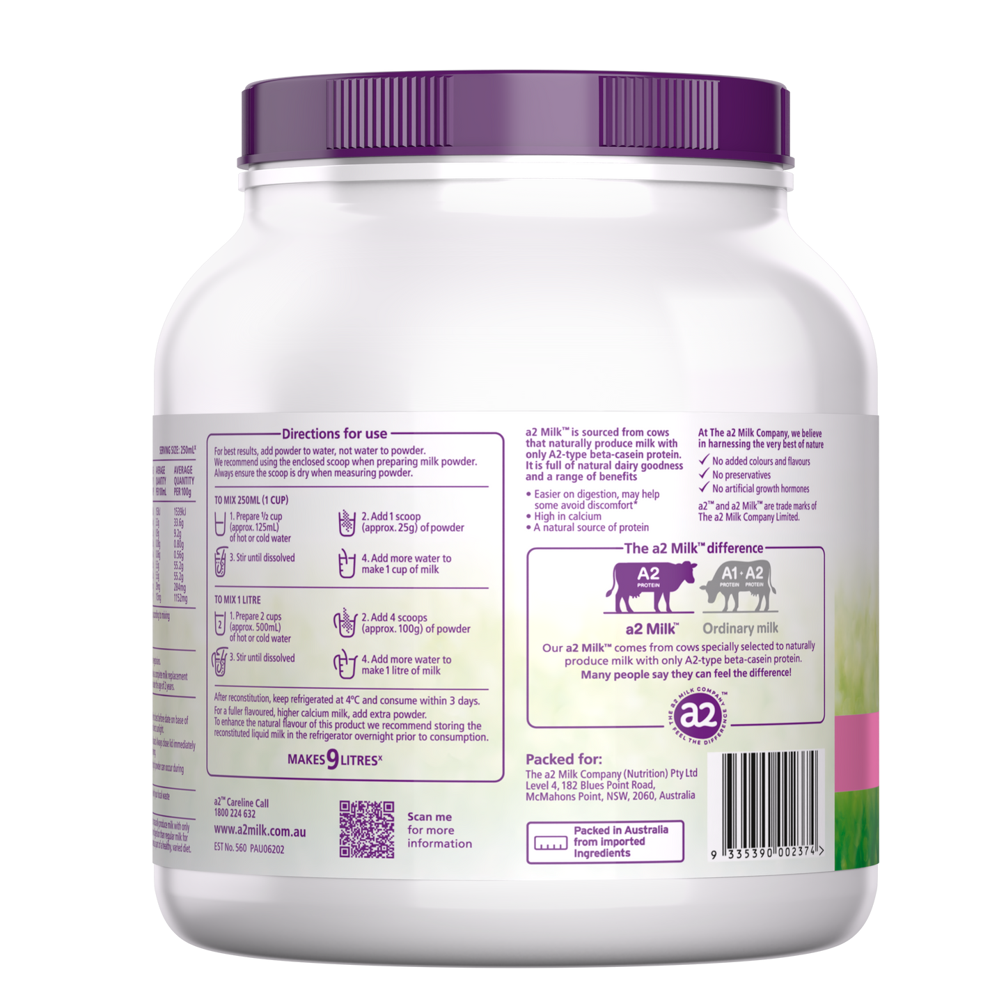 Skim a2 Milk® Premium instant milk powder 900g