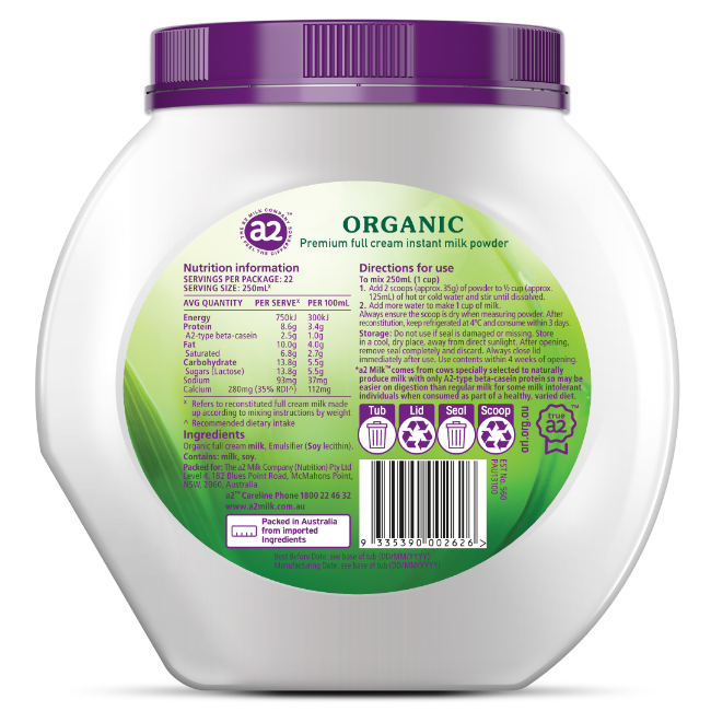 a2™ Organic Premium Full Cream Instant Milk Powder