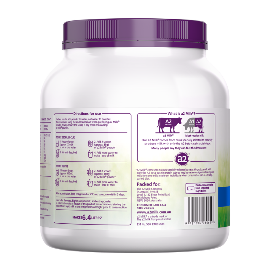 Full Cream a2 Milk® Premium instant milk powder 900g